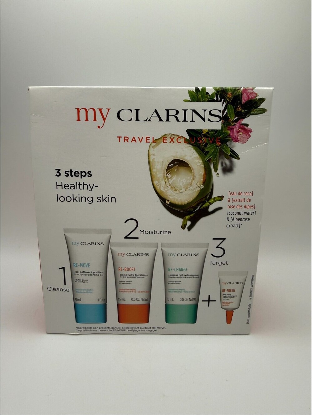 Clarins My Clarins Travel Set Exclusive 3 Steps Cleanse Moisturize Target 4 Pcs